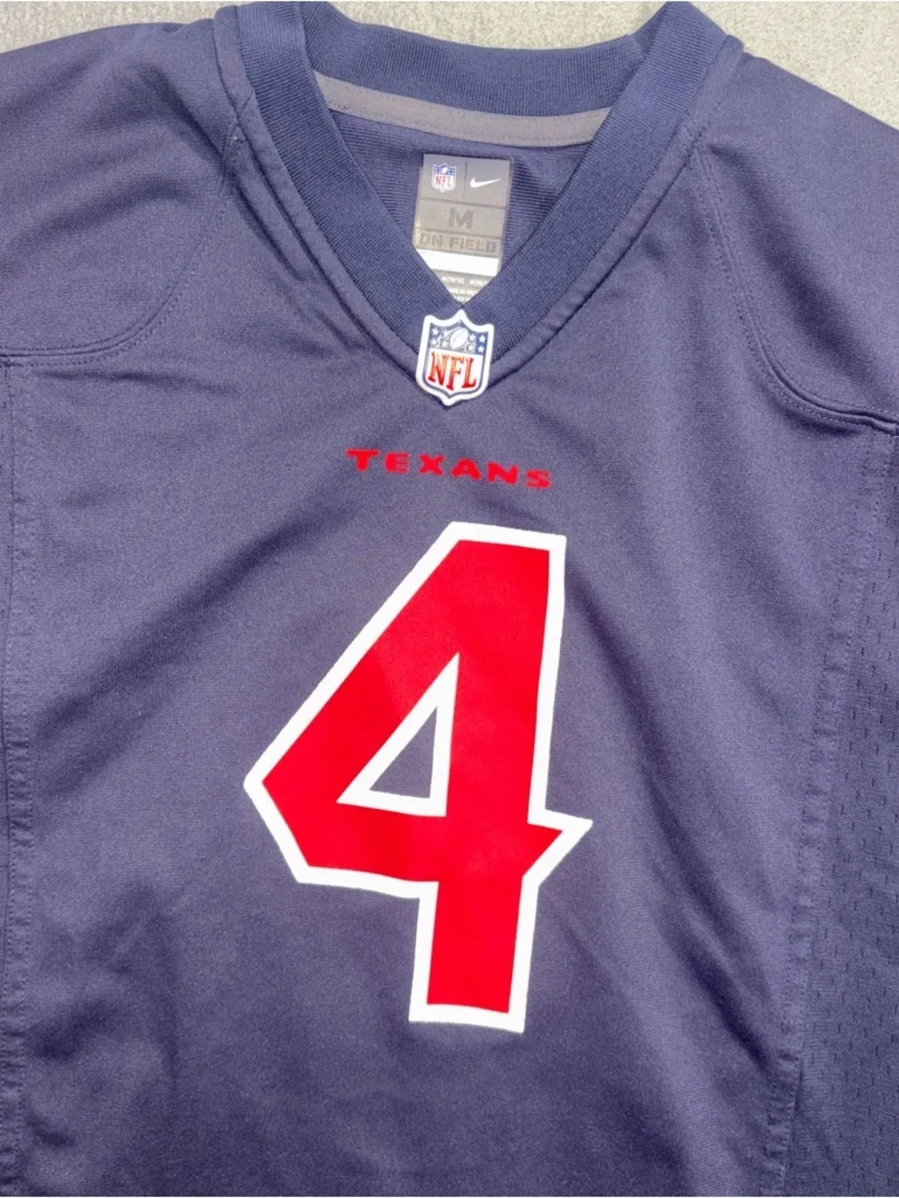 Kids Nike Houston Texans Deshaun Watson Navy Blue Home Game Football Jersey #4 M